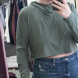 Aerie Sage Green Cropped Hoodie